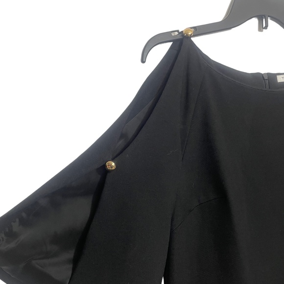 Trina Turk 10 (see measurements) Black Gold Buttons Lined Dress - Picture 8 of 9